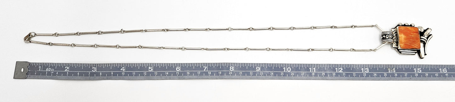 OOAK Victor Yurivilca Sterling Spiny Oyster Abstract Large Statement Necklace