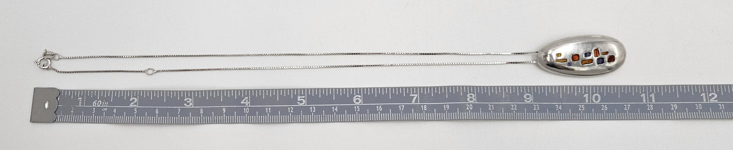 Italian Designer Paloma Canivet Sterling Enamel Modernist Necklace 1970/80s