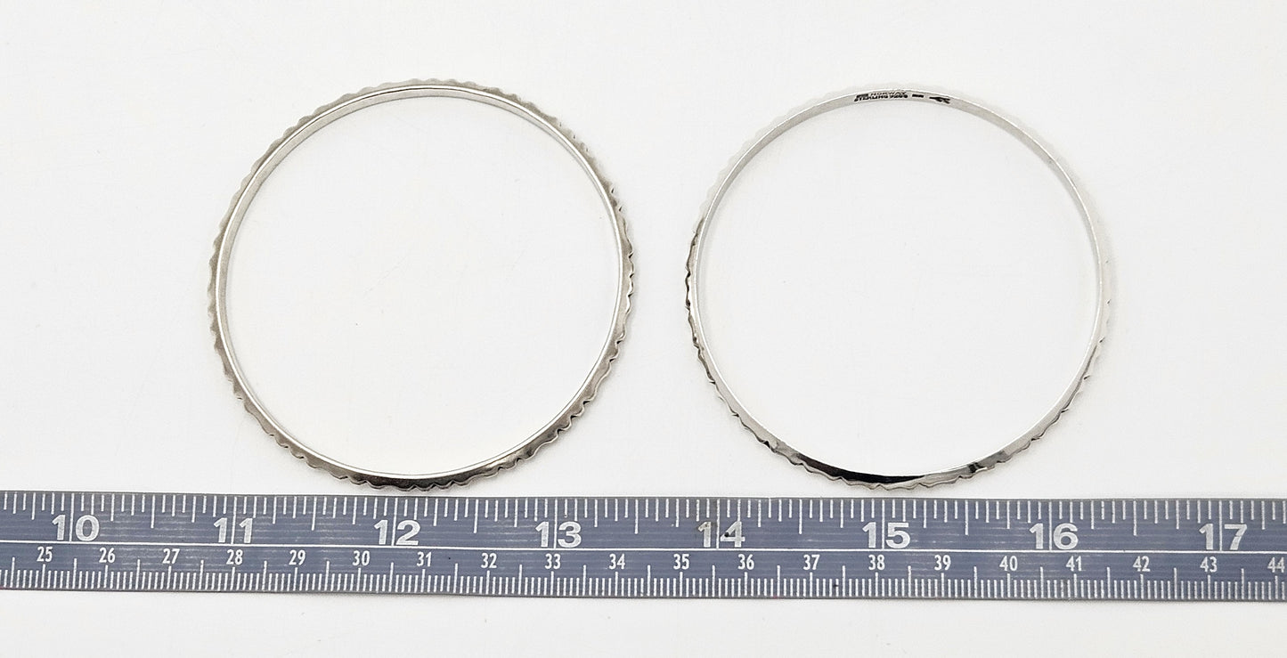 Norway+ Designs Erling Christoffersen Rare Set/2 Sterling Ridged Bangles 1960s