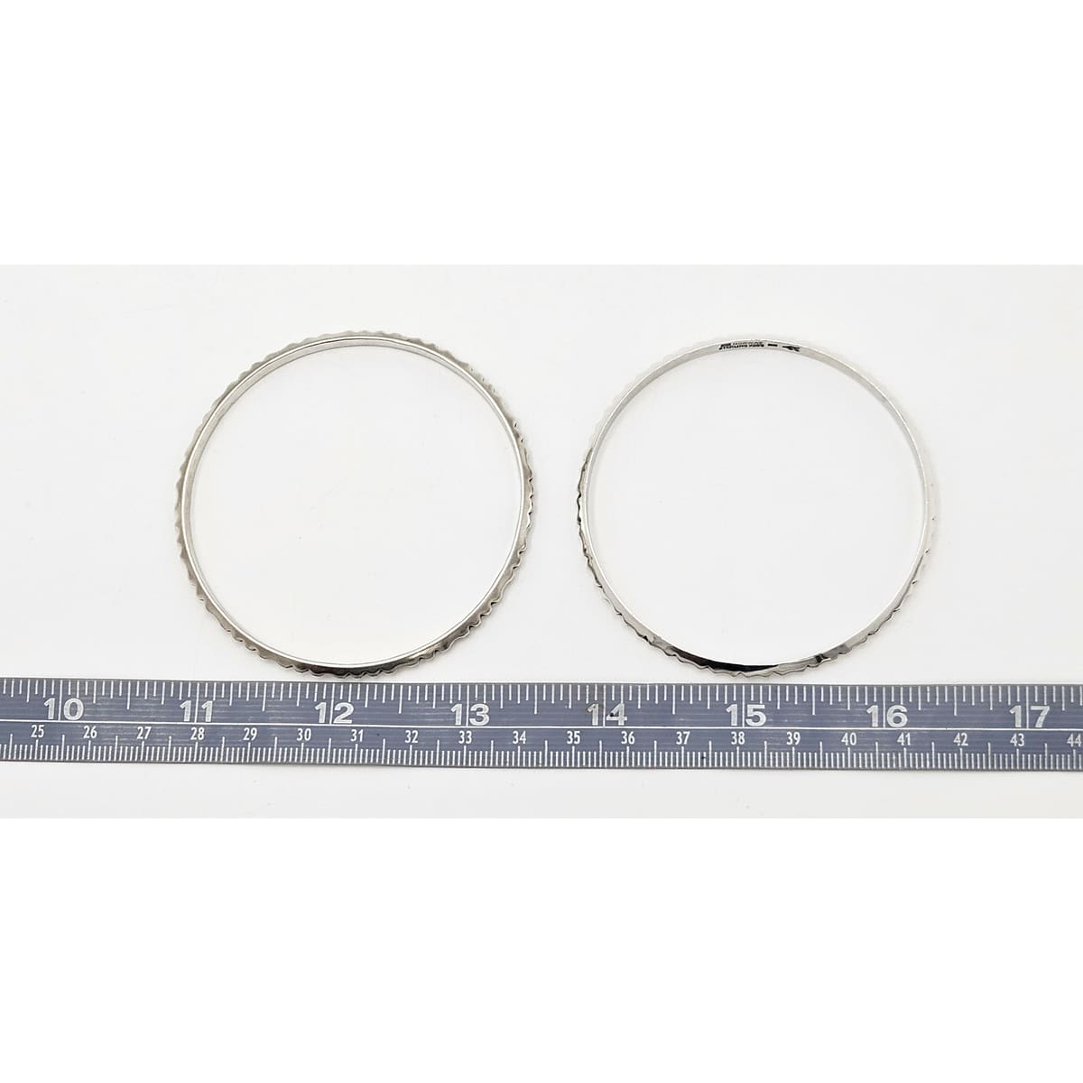 Norway+ Designs Erling Christoffersen Rare Set/2 Sterling Ridged Bangles 1960s, silver, black, sterling silver - image 6 of 6