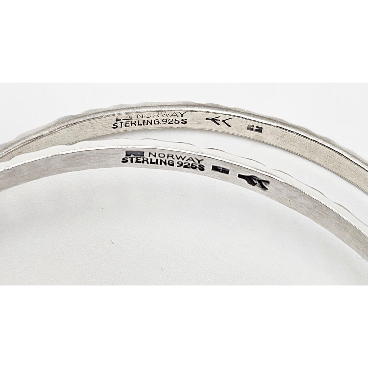 Norway+ Designs Erling Christoffersen Rare Set/2 Sterling Ridged Bangles 1960s, silver, black, sterling silver - image 5 of 6