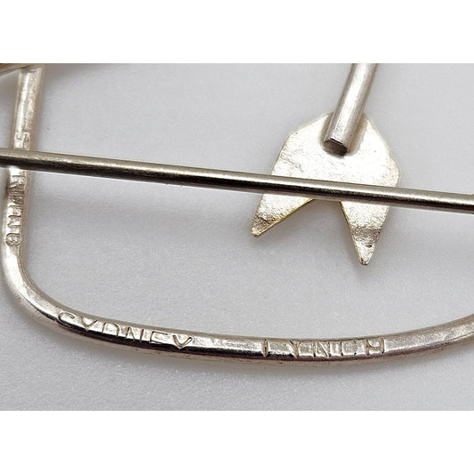 Superb Designer Sydney Lynch Sterling & 22k Gold Heart Shaped Arrow Brooch, silver, multicolor, sterling silver - image 7 of 8