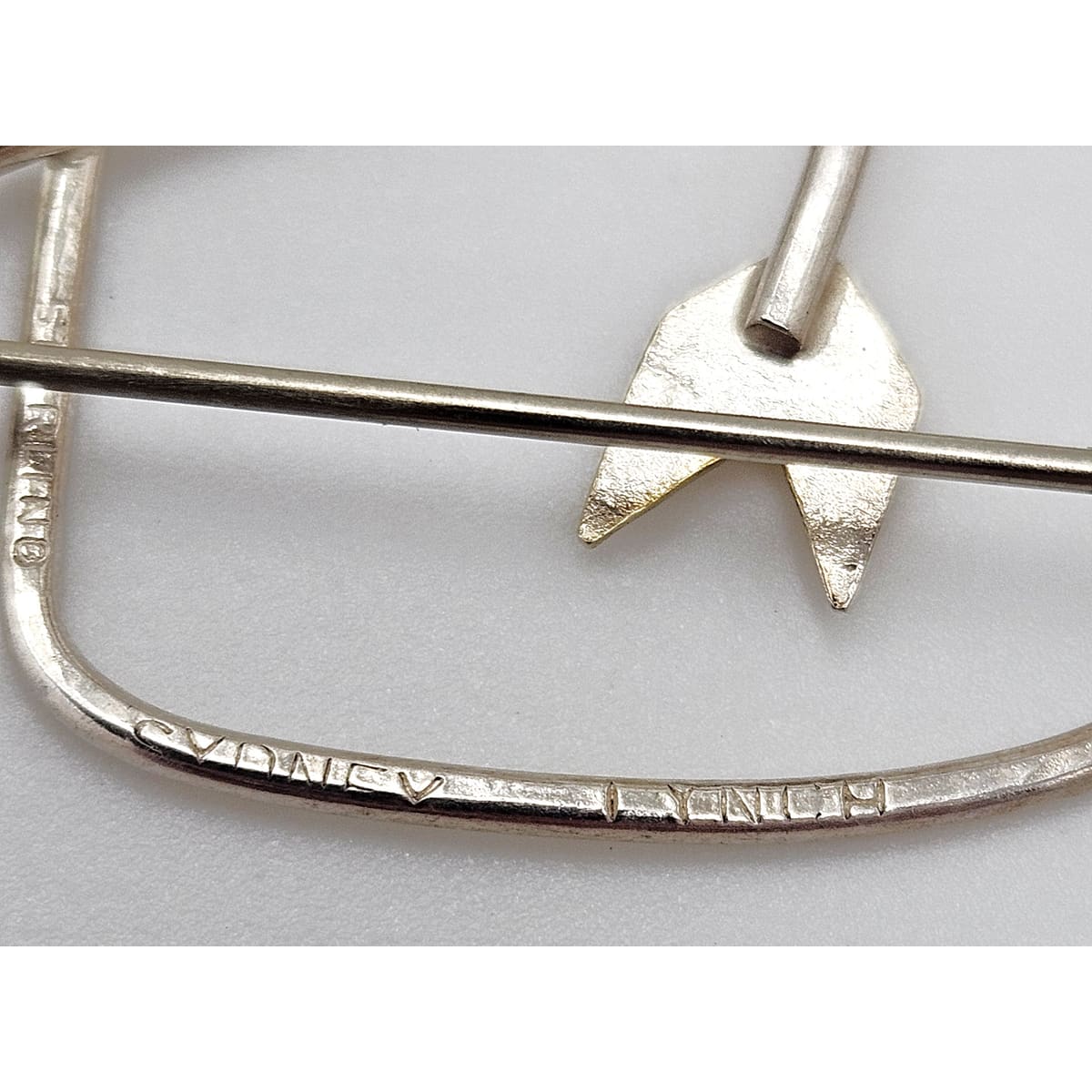 Superb Designer Sydney Lynch Sterling & 22k Gold Heart Shaped Arrow Brooch, silver, multicolor, sterling silver - image 7 of 8