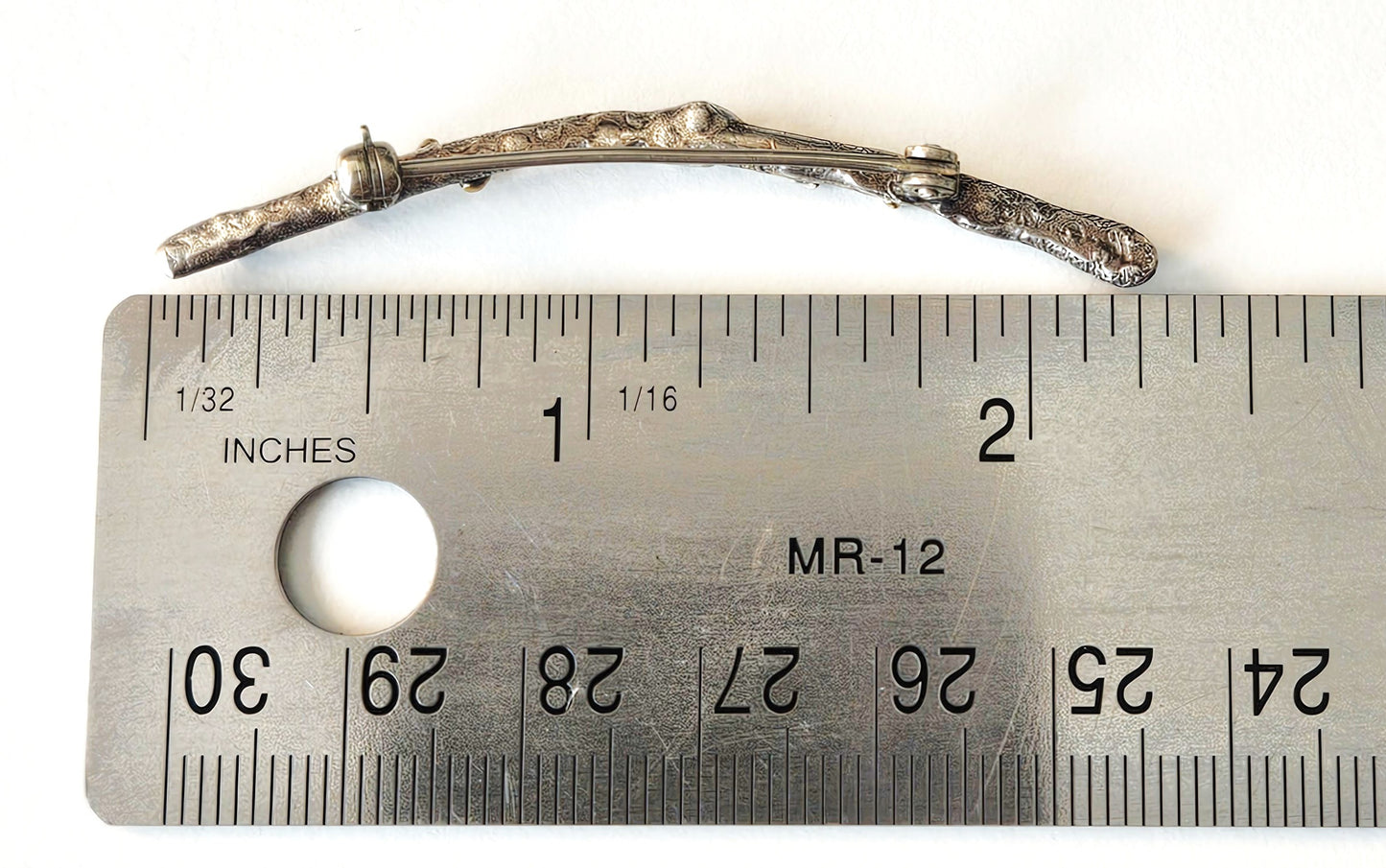 MCM Sterling Artisan Brooch Jewelry Artisan Signed Sterling w/ 24k Gold Accents Modernist Twig Branch Leaves Brooch