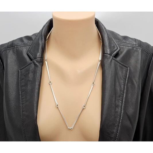 Danish Designer Søren Borup sterling silver modernist Bar Link Chain Necklace 1960s, view 2 of 7