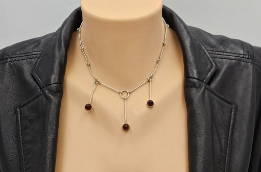 Assentorp Denmark sterling silver and Amber Multi-Pendant Articulating Necklace 1960s, view 2 of 8