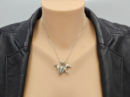 John Atencio sterling silver 18k Retired modernist Horse Mustang Necklace, view 2 of 7