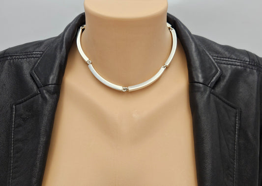 Hans Hansen Denmark modernist sterling silver enamel Necklace 1970s, view 2 of 9