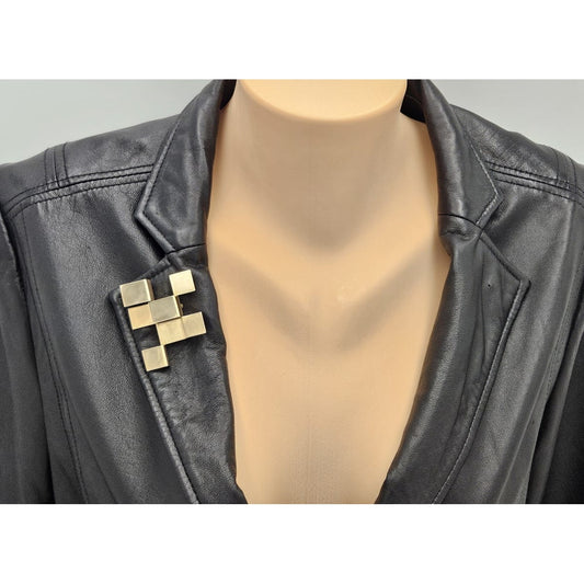 Designer Betty Cooke 3D modernist 14K gold Brooch/Necklace circa 1960s, view 3 of 8
