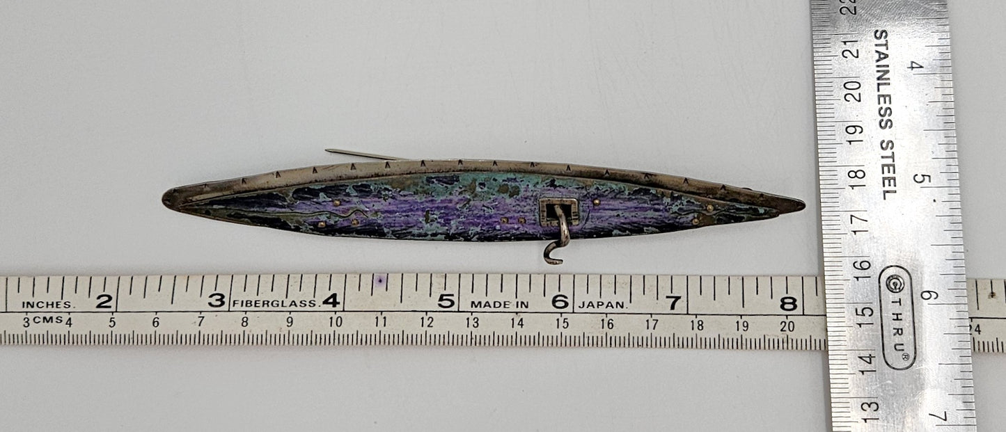 Studio Artist Debra Hoffmaster sterling silver Copper XL modernist Brooch Pin 2001, view 10 of 10