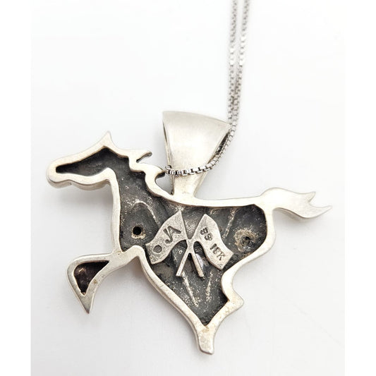 John Atencio sterling silver 18k Retired modernist Horse Mustang Necklace, view 6 of 7