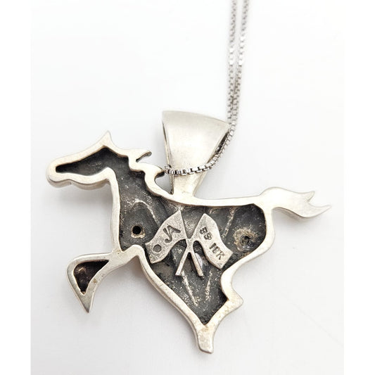 John Atencio sterling silver 18k Retired modernist Horse Mustang Necklace, view 6 of 7