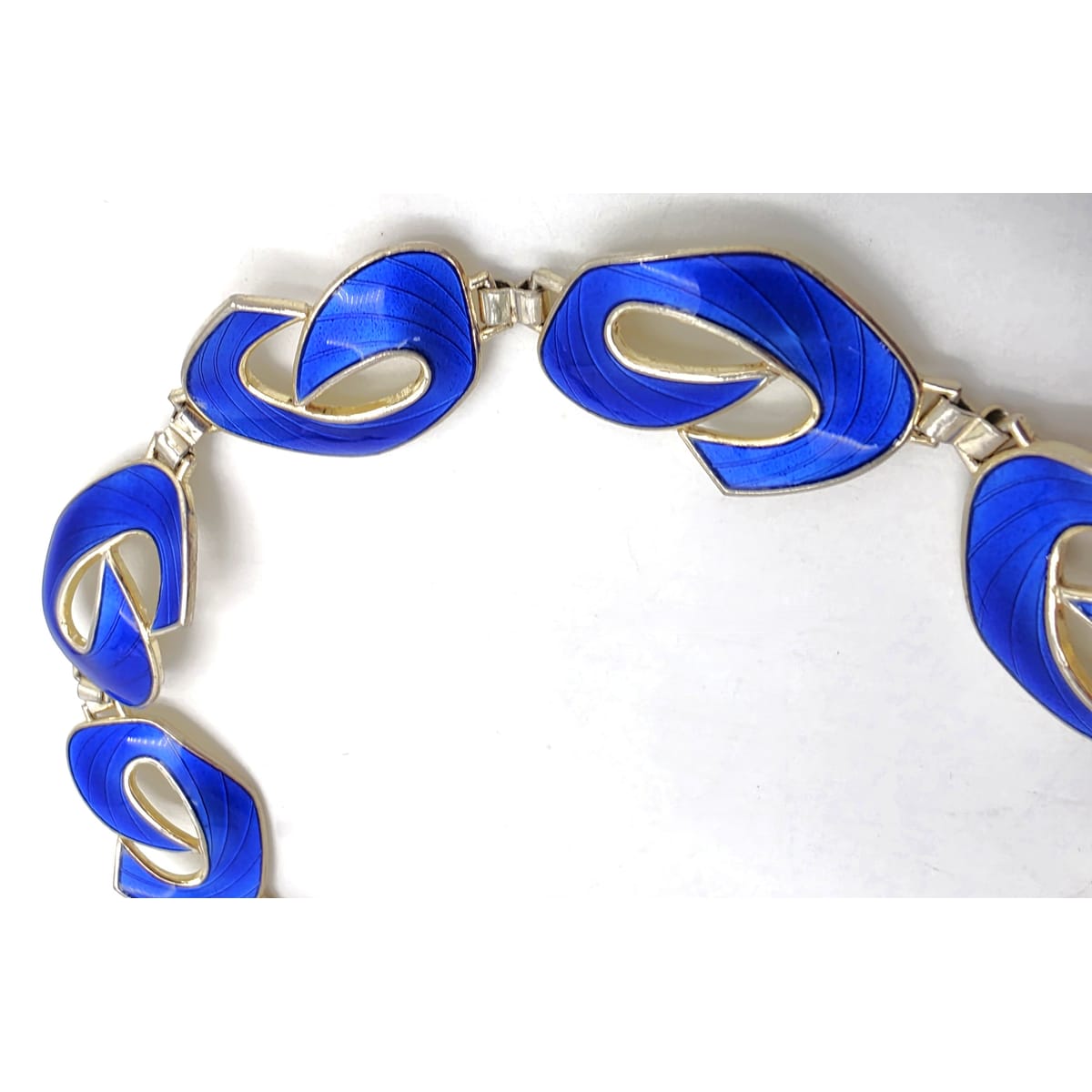 Ivar Holth Norway Gilt Sterling & Blue Enamel Art Deco Panel Link Bracelet 1940s, alternate product view 5