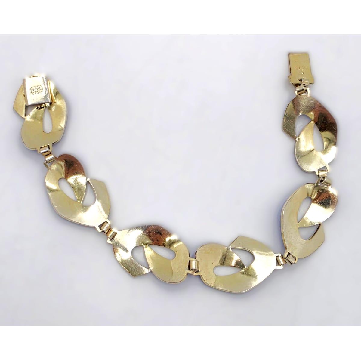 Ivar Holth Norway Gilt Sterling & Blue Enamel Art Deco Panel Link Bracelet 1940s, alternate product view 7