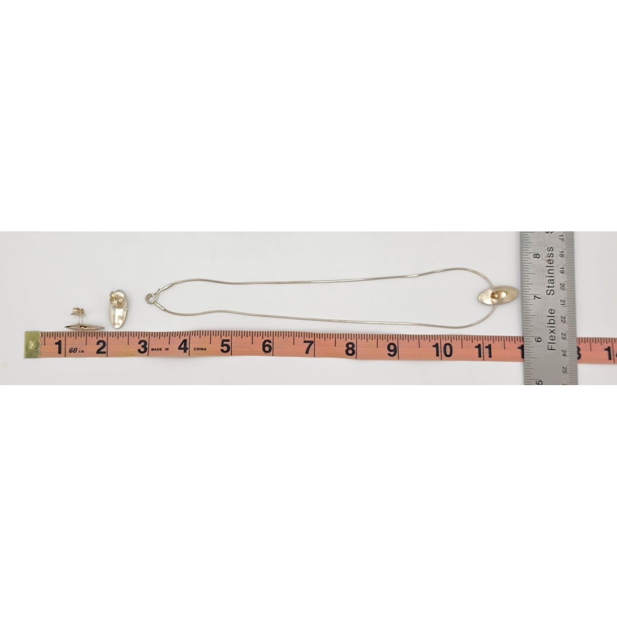 Retired Ed Levin Modernist Sterling 14K Earrings & Necklace Set C 1980/1990s, alternate product view 8