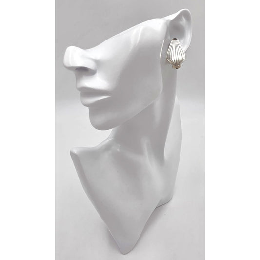 Superb Anton Michelsen Denmark Sterling Scandi Modernist Earrings 1950s, alternate product view 2
