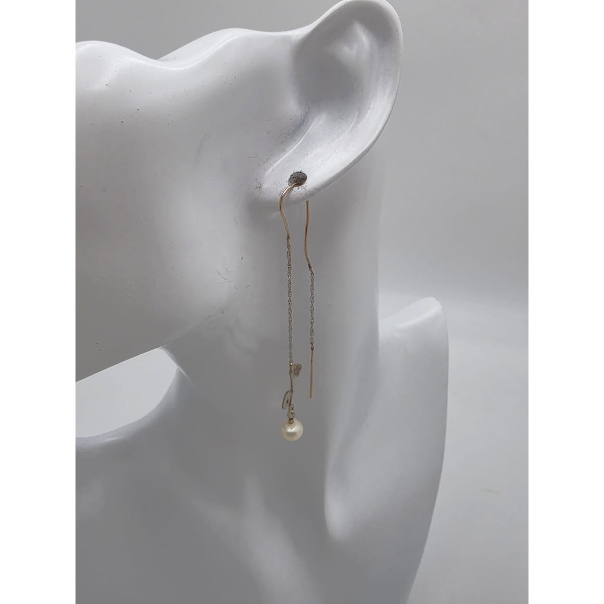 Tess New York Designer Sterling Silver 14k Gold & Pearl Threader Dangle Earrings, alternate product view 3