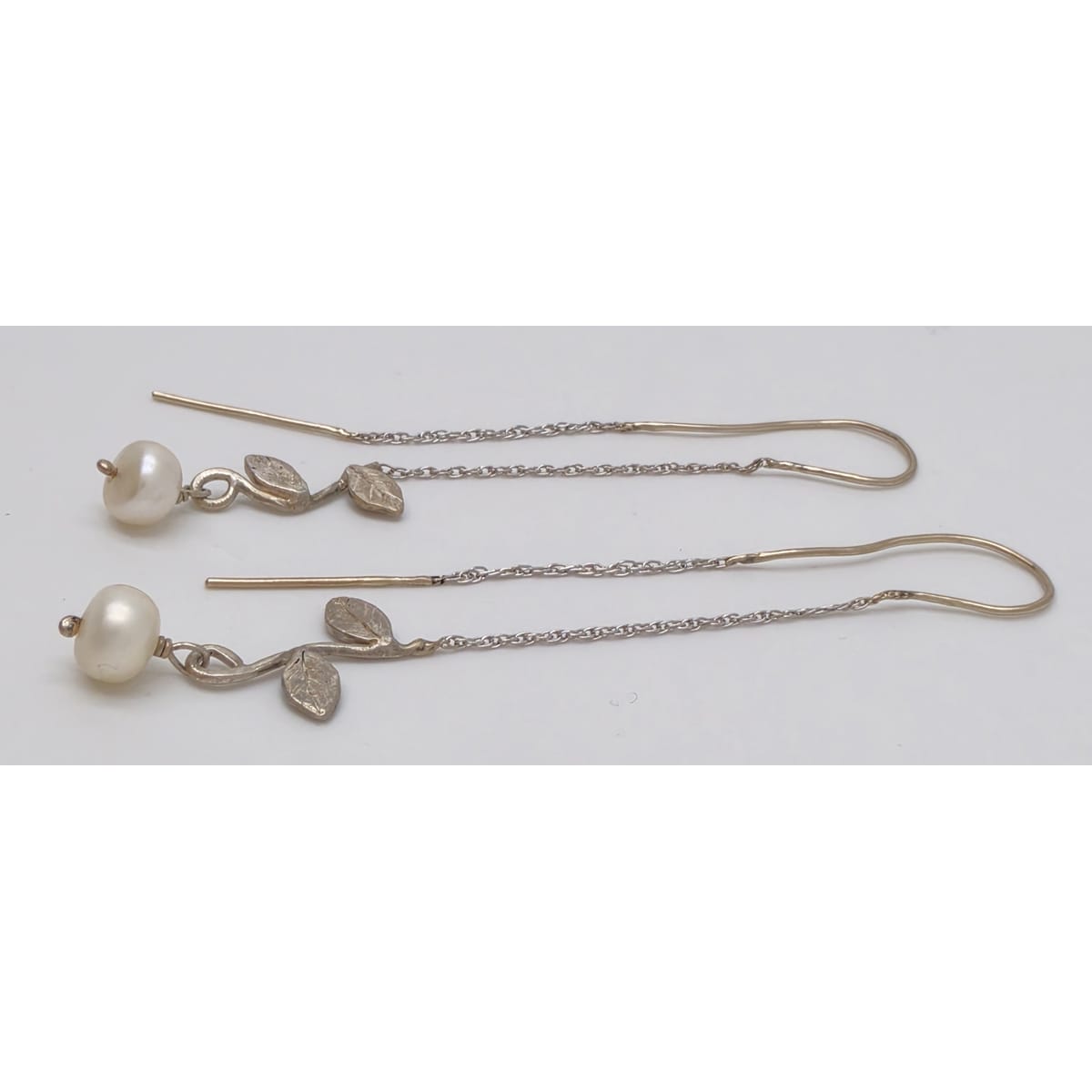 Tess New York Designer Sterling Silver 14k Gold & Pearl Threader Dangle Earrings, alternate product view 5