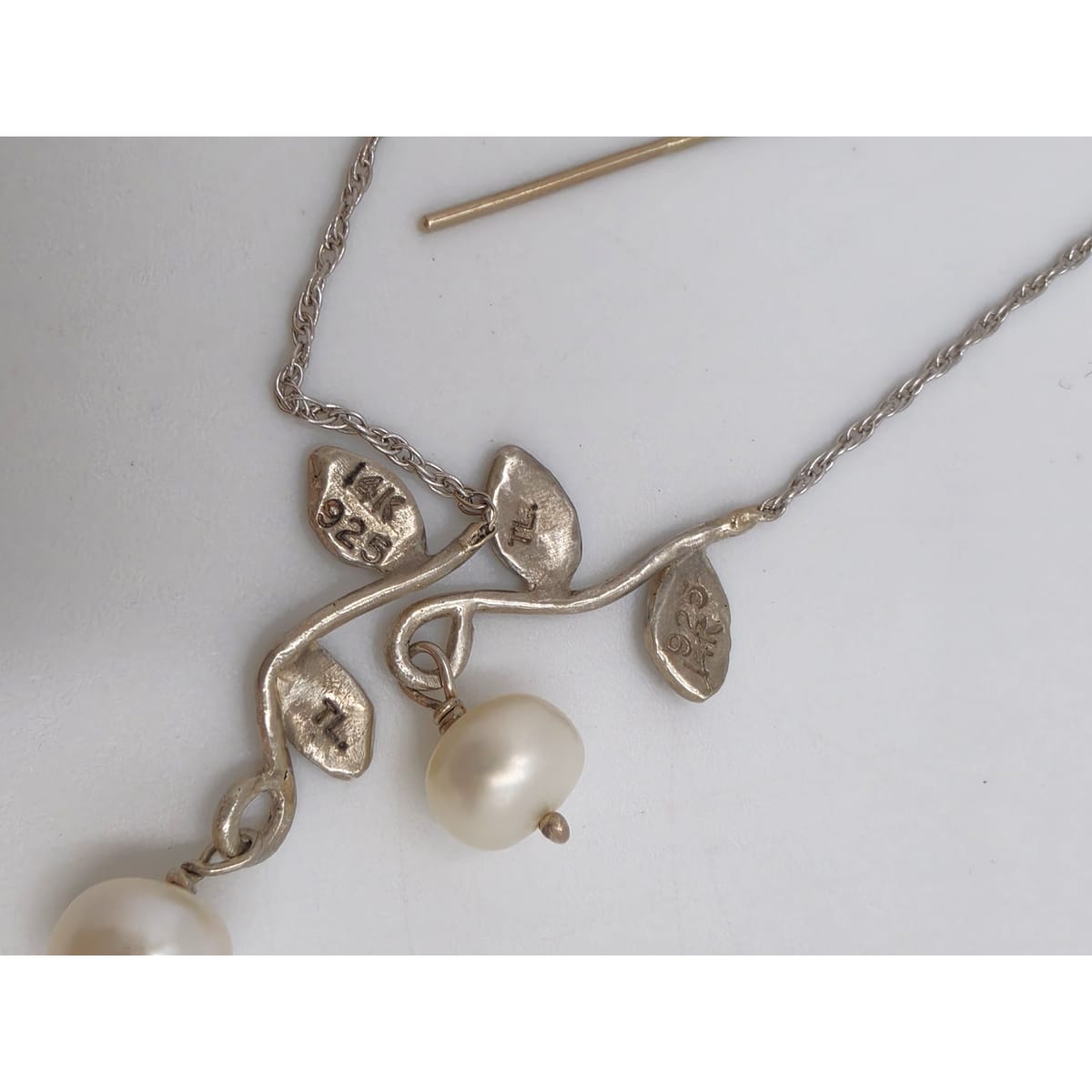 Tess New York Designer Sterling Silver 14k Gold & Pearl Threader Dangle Earrings, alternate product view 6