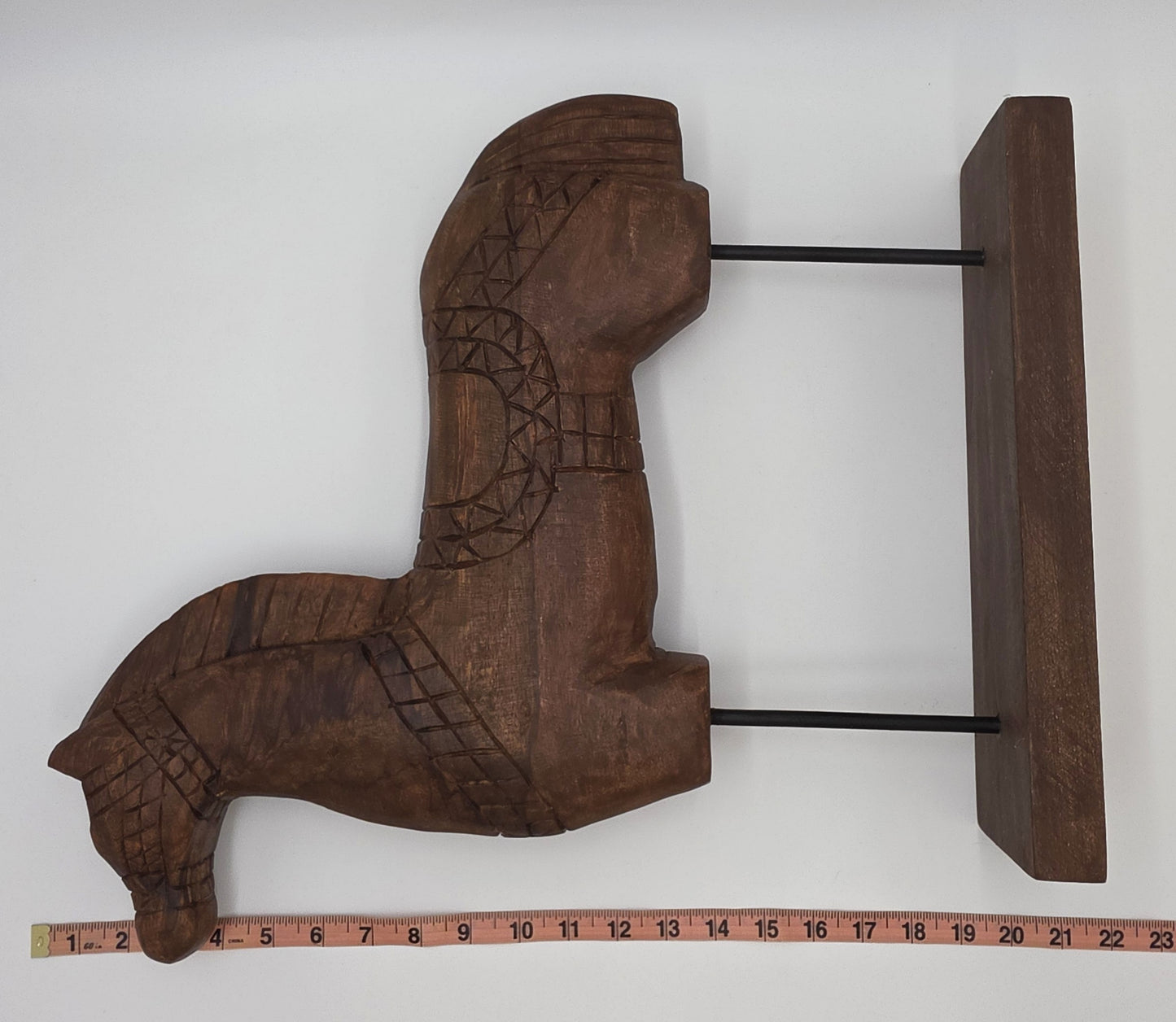 Tall Rustic Scandinavian Nordic Style Carved Solid Wood Folk Art Horse Sculpture, alternate product view 10