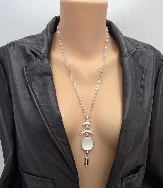 Vintage RLM Robert Lee Morris Sterling Modernist Articulated Pendant Necklace, alternate product view 2