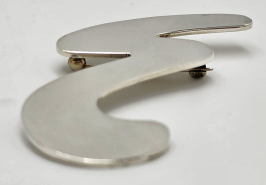Superb Alicia Taxco 950 Sterling Modernist Large Statement Brooch Circa 1980s, alternate product view 2