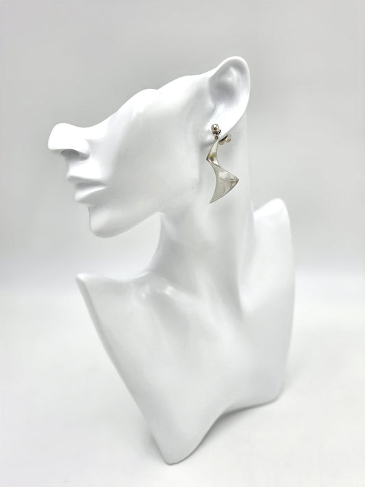 VERY RARE Russell Secrest Sterling Modernist Long Drop Dangle Earrings 1960s