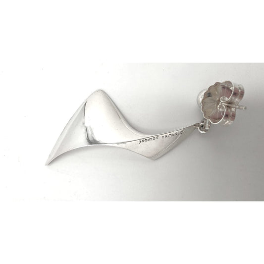 VERY RARE Russell Secrest Sterling Modernist Long Drop Dangle Earrings 1960s