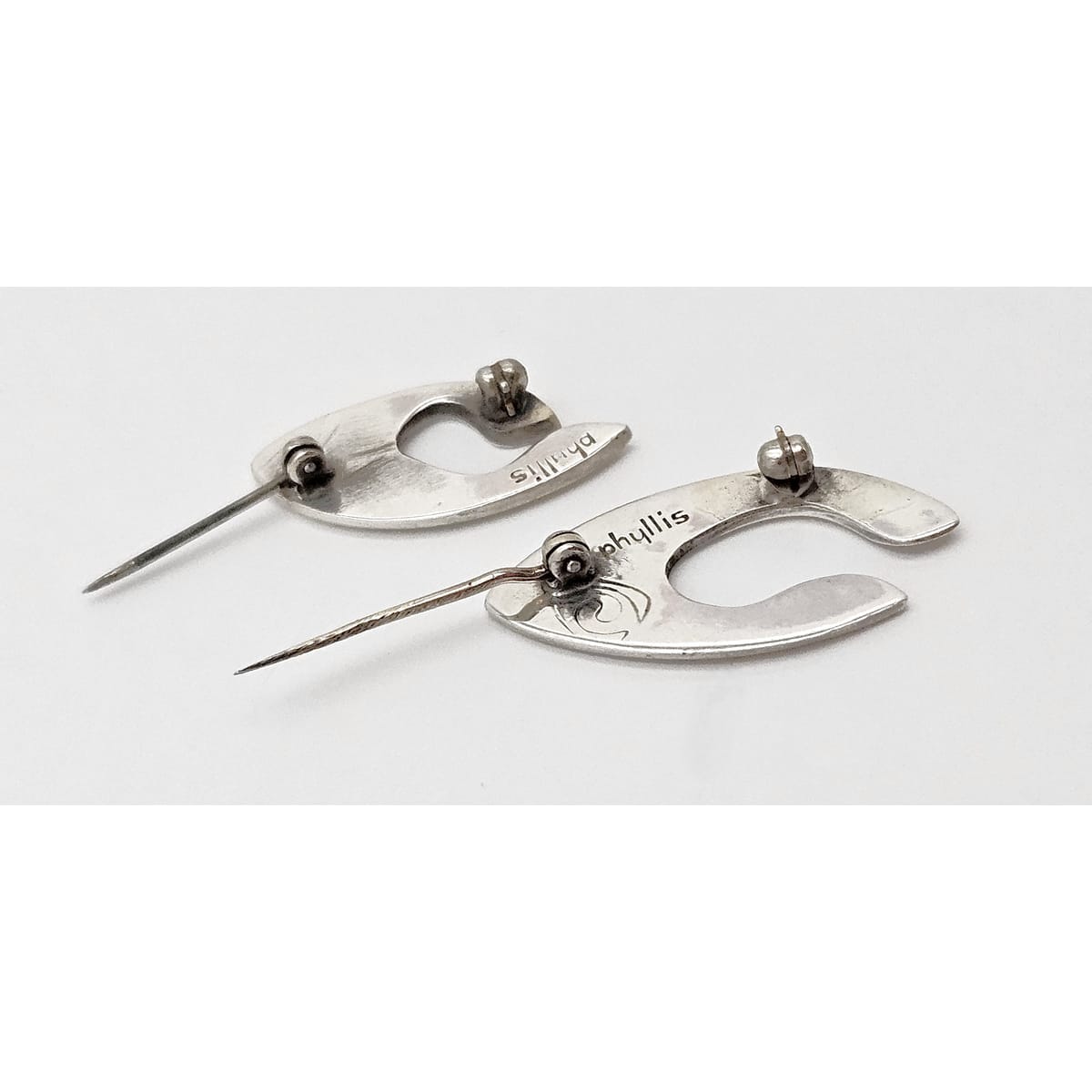 Iconic Designer Phyllis Sklar Sterling Set of 2 Modernist Brooches RARE 50/60s, alternate product view 4