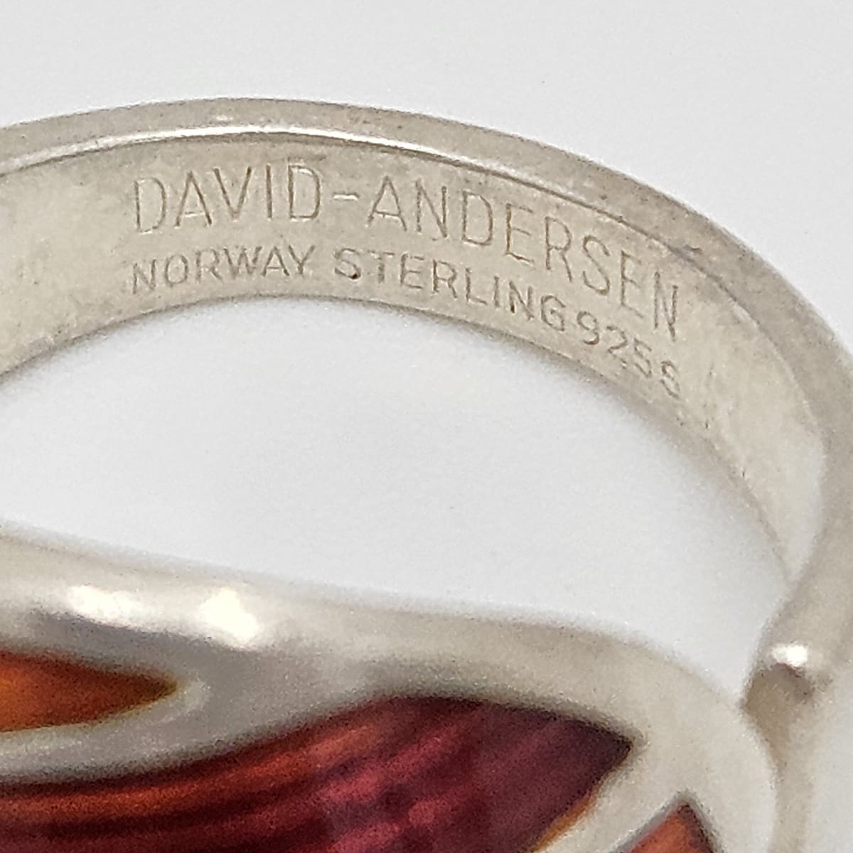 Norwegian David Andersen Sterling Reds Enamel Striped Wrap Ring Circa 40/50s, alternate product view 7