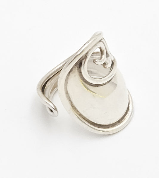 Danish Designer Janina Nielsen Abstract Mod Sterling Silver Cuff Ring C. 1980s, alternate product view 2