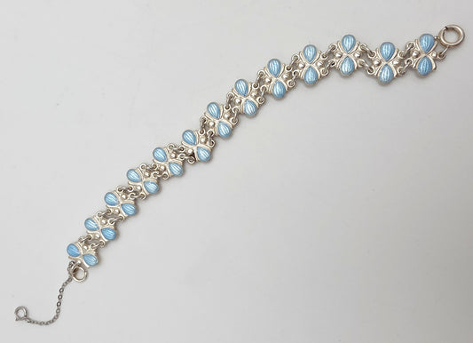 Volmer Bahner Denmark Sterling Lt. Blue Enamel Art Deco Bracelet C. 1940's, alternate product view 2