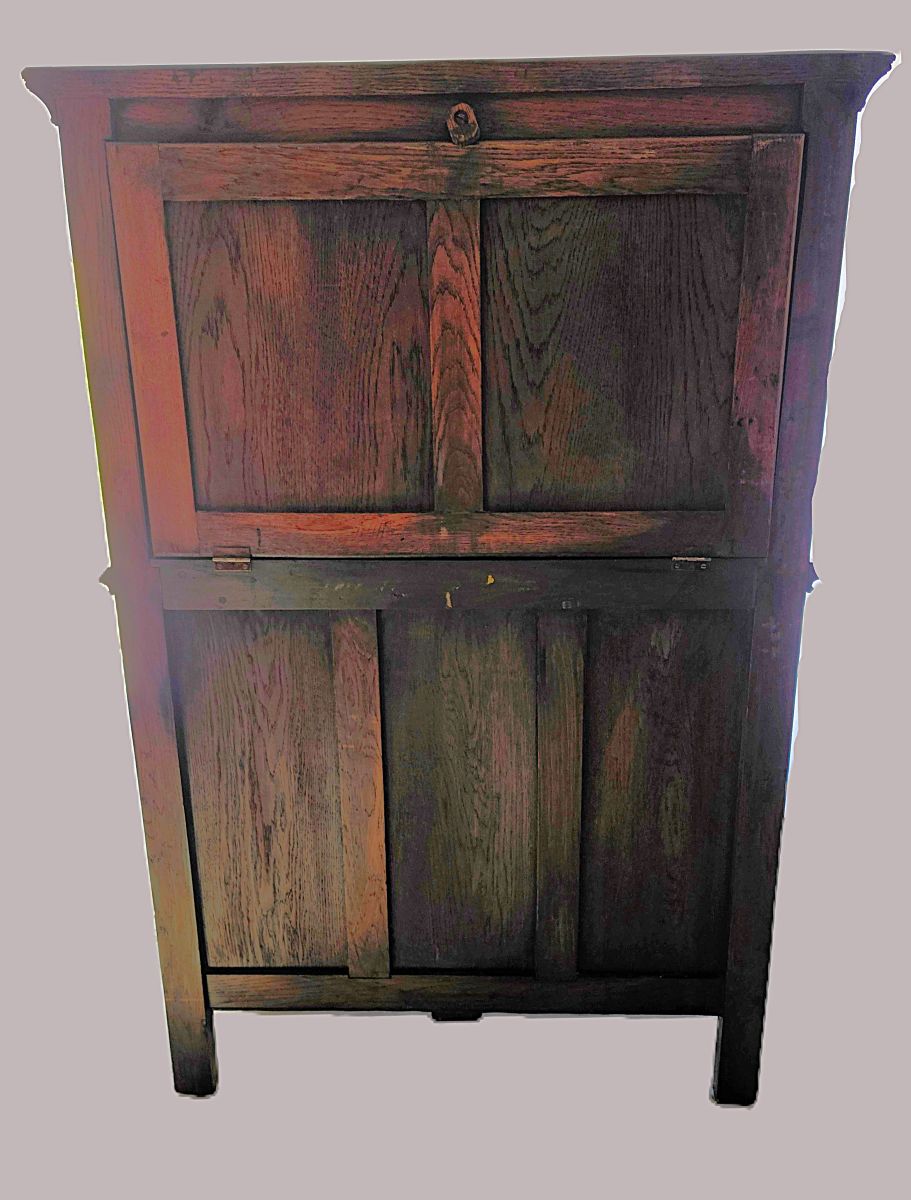 19th Century Flemish Oak & Iron Neo-Renaissance/Gothic Revival Vestry Cabinet