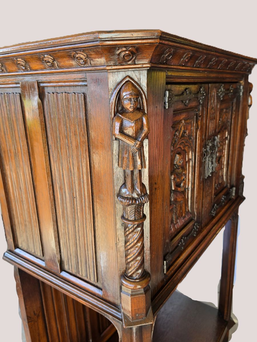 19th Century Flemish Oak & Iron Neo-Renaissance/Gothic Revival Vestry Cabinet
