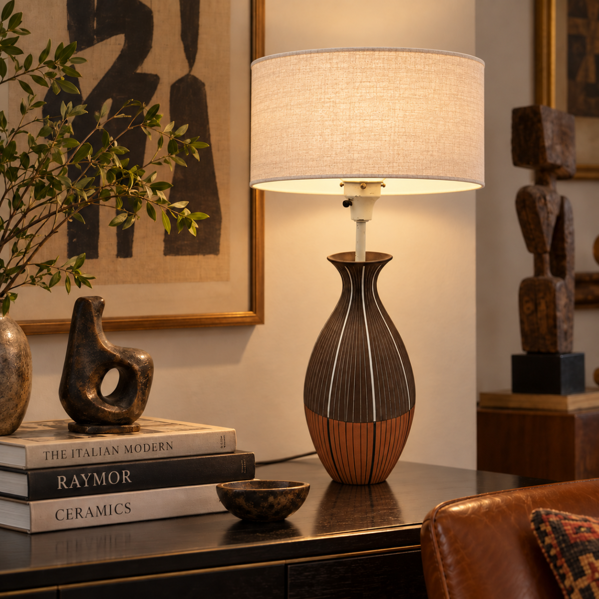 Ugo Zaccagnini Italy for Raymor Bitossi Lighting MCM Ugo Zaccagnini Italy Raymor Bitossi Ceramic Table Lamp