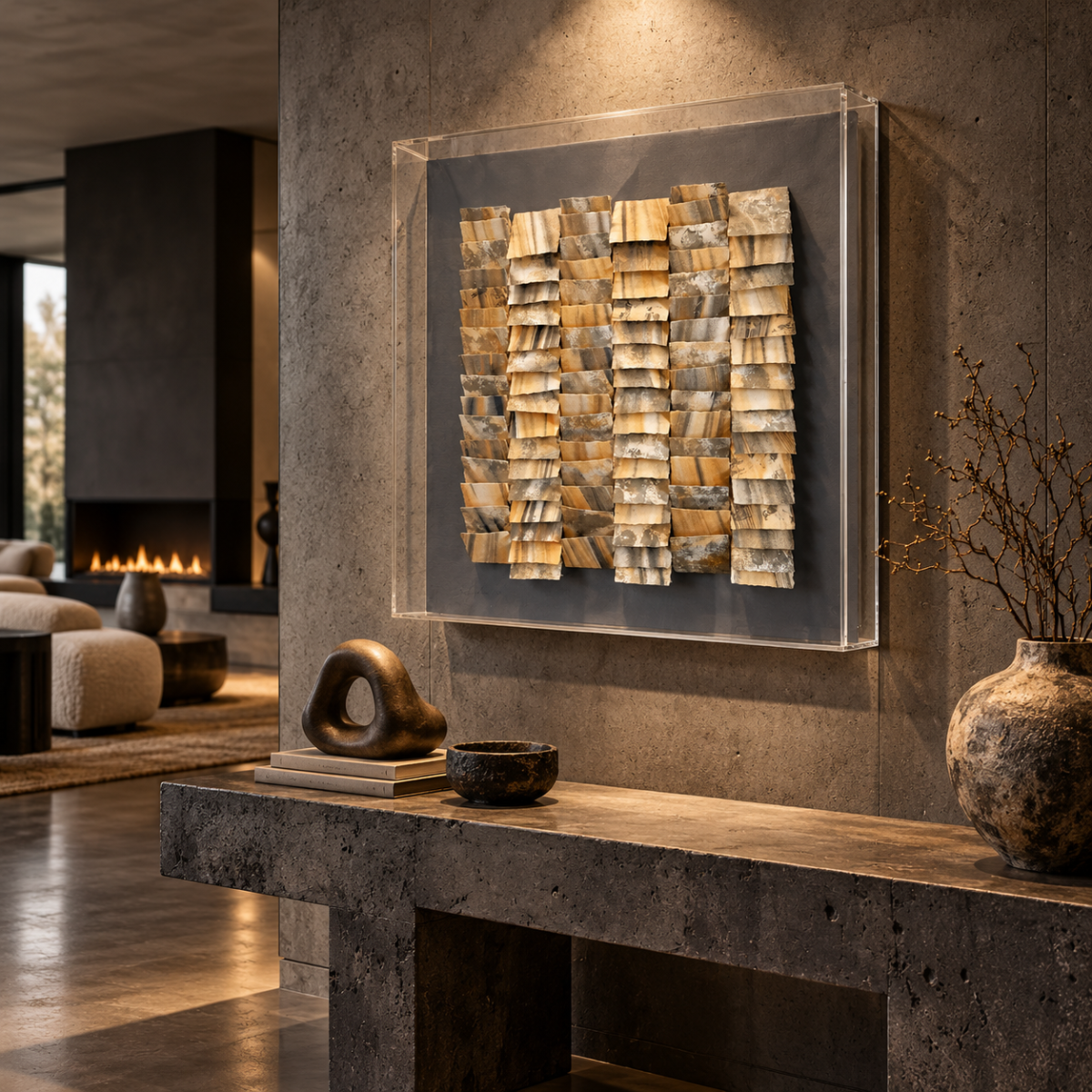 Greg Copeland Artwork Superb Greg Copeland Mixed Media on Wood Lucite Box Frame Wall Art 1983