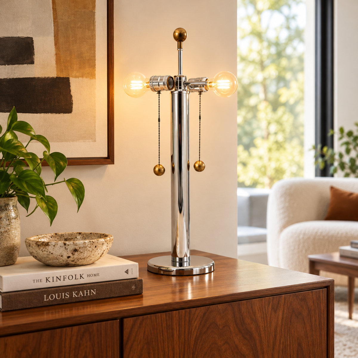 Robert Sonneman Lighting Superb Sonneman for Kovacs Chrome Modernist Bauhaus Table Lamp Circa 1960&