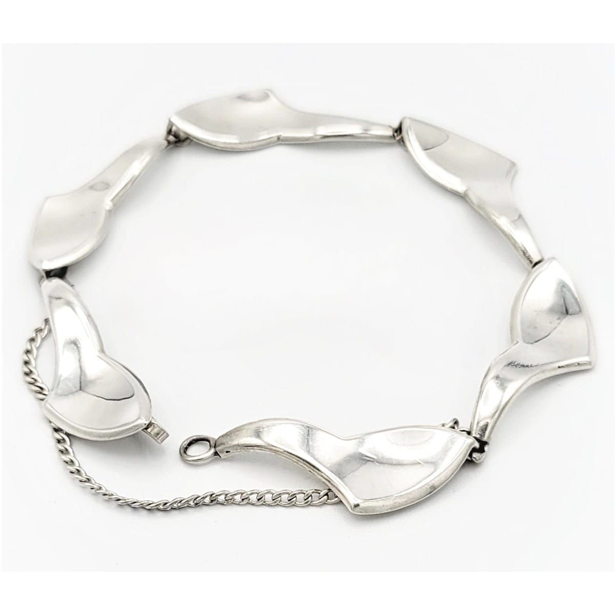 A & K Denmark Jewelry Aarre & Krogh Denmark Sterling Silver Mid Century Modernist Bracelet Circa 1960s