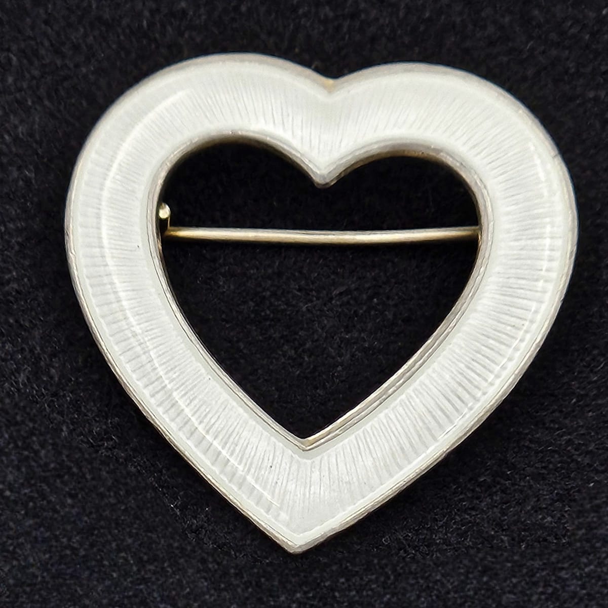 Aksel Holmsen Jewelry Aksel Holmsen Norway Sterling Silver & White Enamel Heart Pin Brooch 1950&