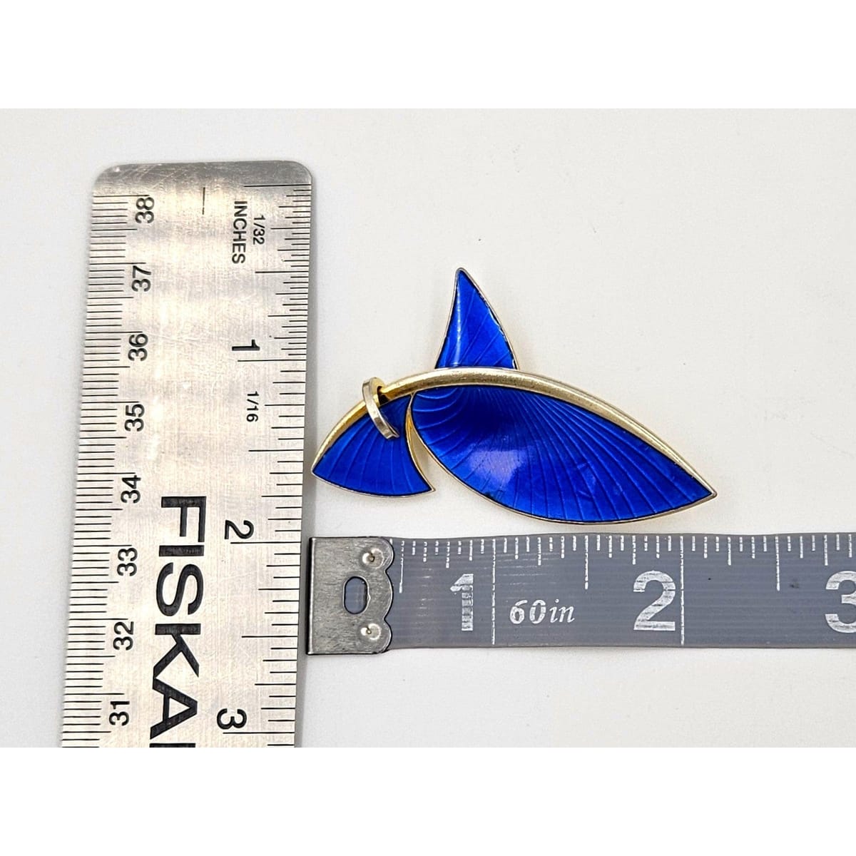 Albert Scharning Jewelry Albert Scharning Norway Sterling & Enamel Large Modernist Brooch 1930-40s