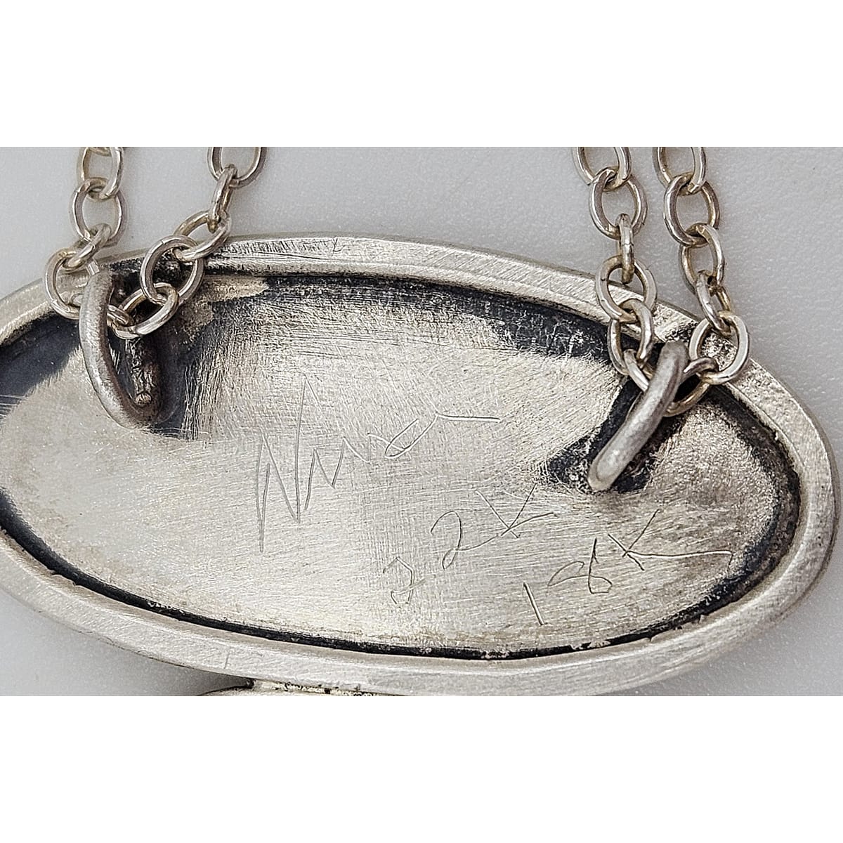 Artisan Signed Necklace Jewelry Sterling Silver & 22K Yellow Gold Artist Signed Modernist Opal Pendant Necklace