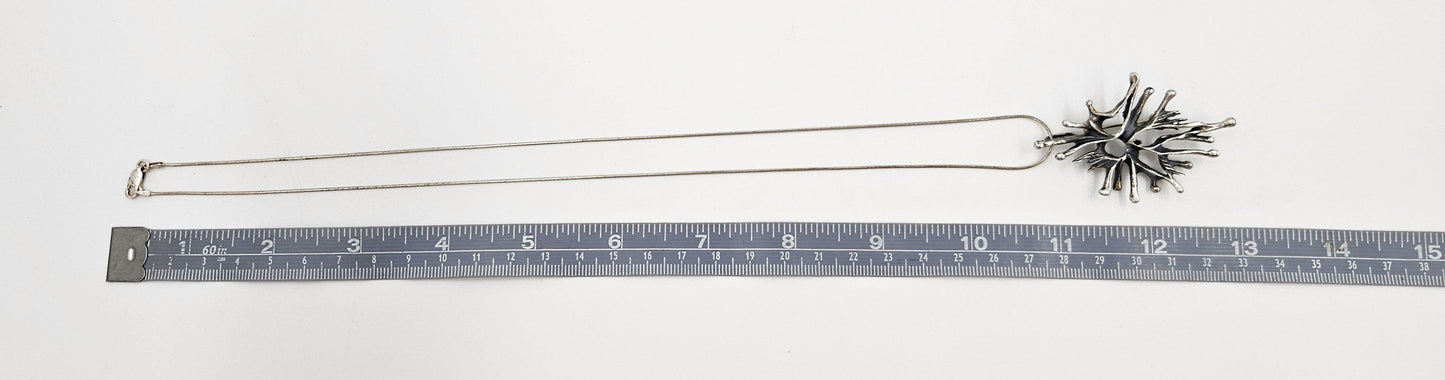 Artisan Sterling Necklace Jewelry Vintage Artisan Signed Sterling Modernist Brutalist Brooch Pendant Necklace