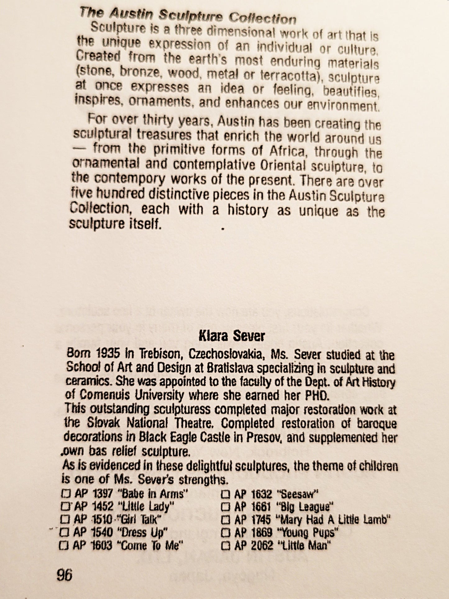 Austin Productions Sculpture Austin Mother Daughter Sculpture "Girl Talk" Klara Sever Signed 1971