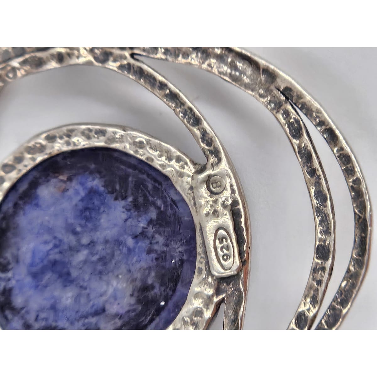 B Sterling Jewelry Artisan Sterling Sodalite & Pearl Abstract Modernist Pendant Necklace C. 1980s