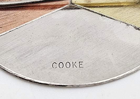 Betty Cooke Jewelry RARE Betty Cooke Sterling Copper Brass Modernist Circle Brooch Circa 1950s