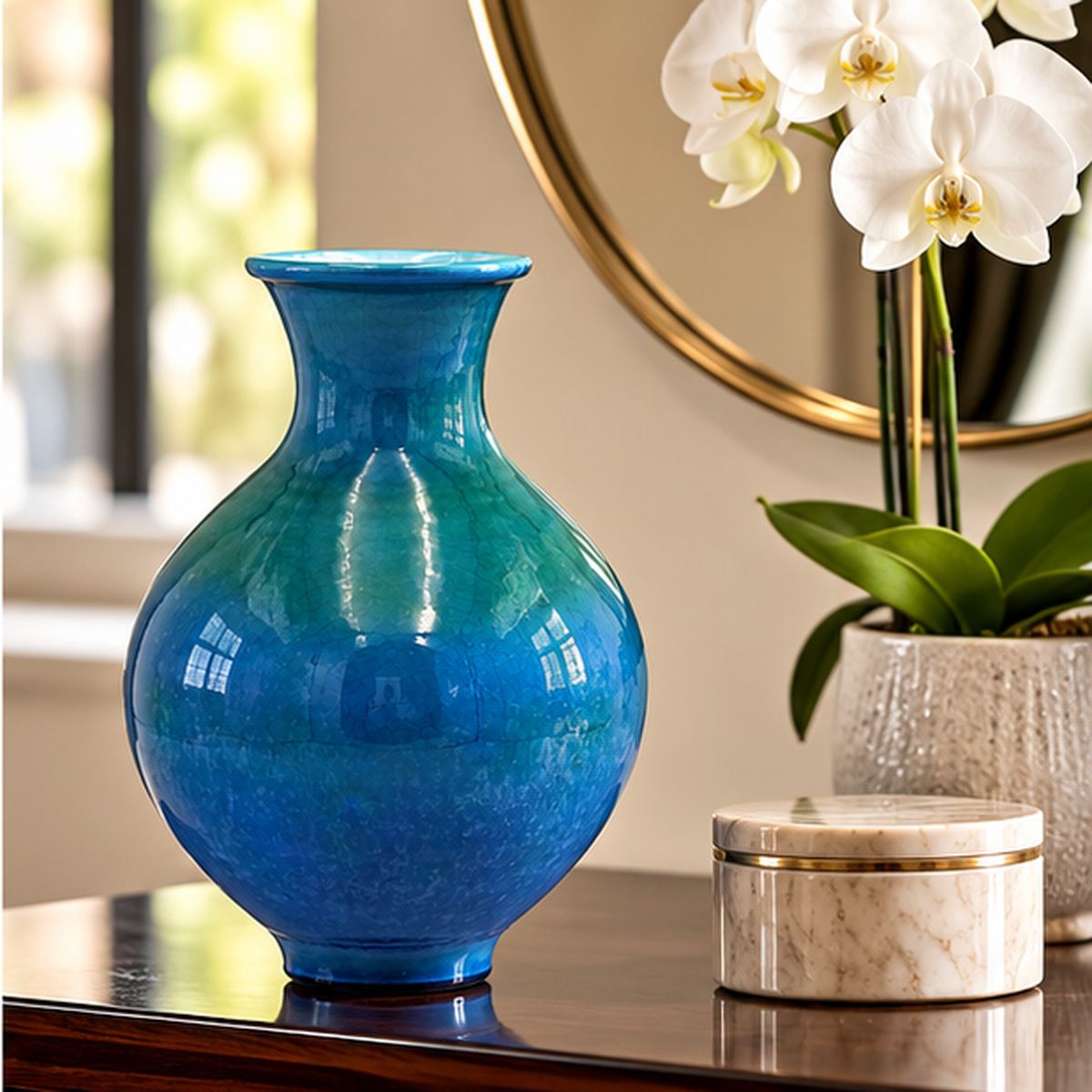 Mancioli for Raymor – Italian Mid-Century Modern Blue-Green Crackle Glaze Ceramic Vase