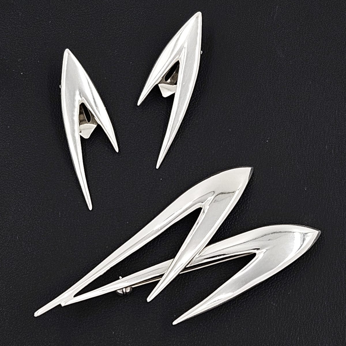 Borresen Lassen Jewelry Børresen Lassen B&L Denmark Sterling 3D Retro Atomic Brooch Earring Set 50s
