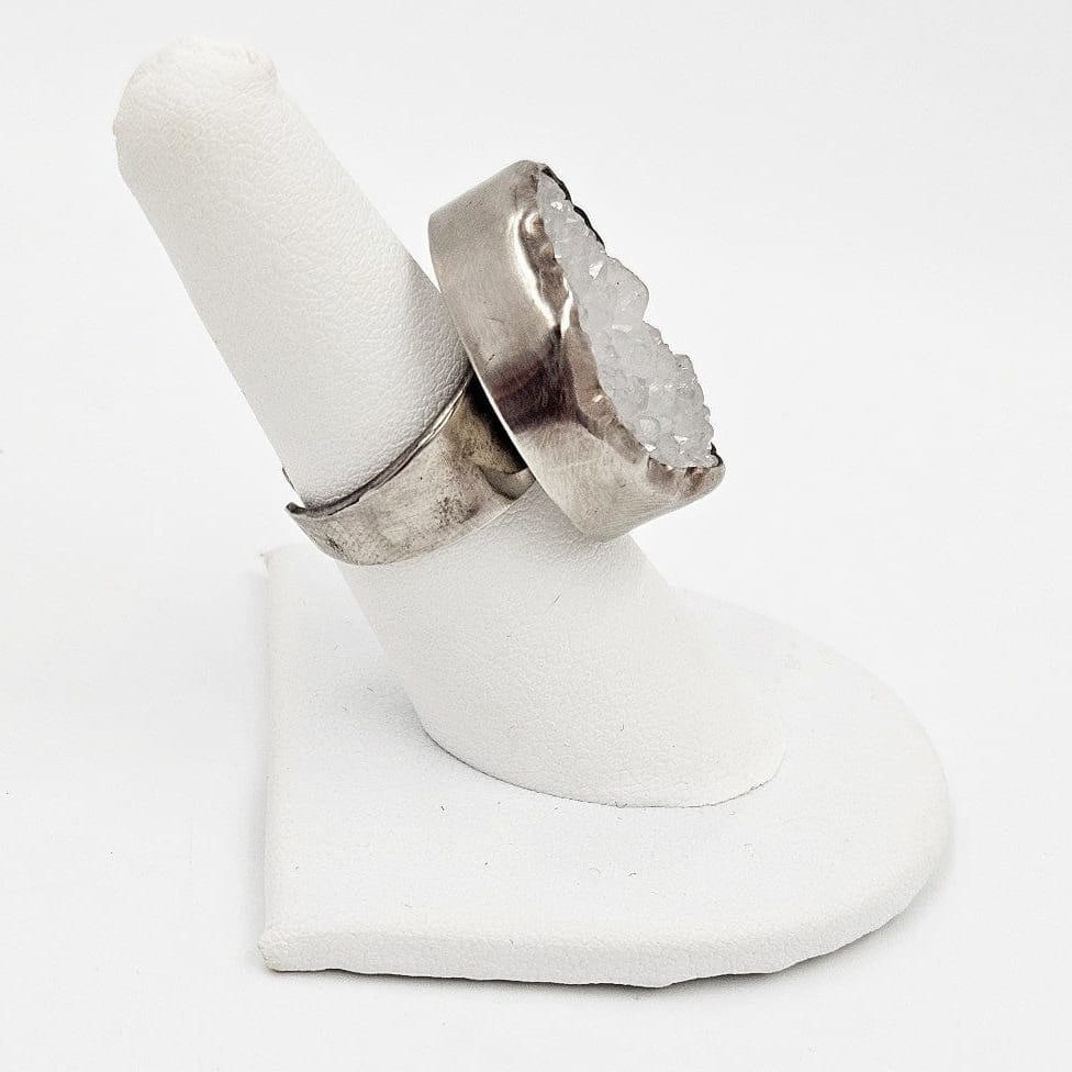 Chan Luu Jewelry Designer Chan Luu Modernist Bold Sterling & Drusy Quartz Crystal Ring