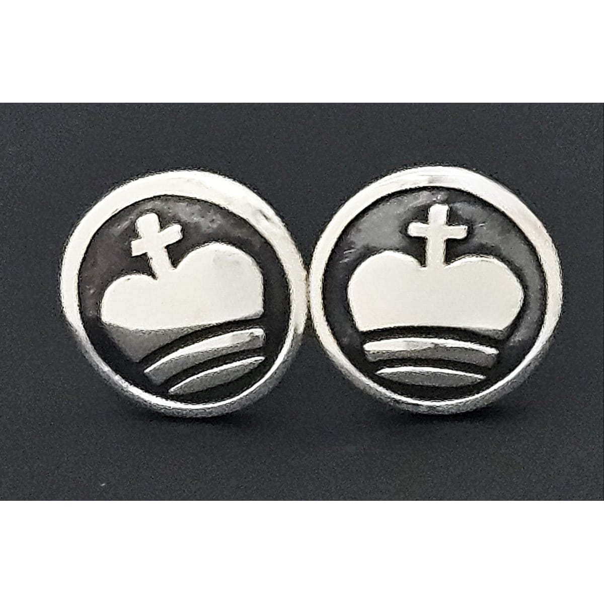 Danish Sterling Cufflinks Jewelry Vintage Artisan Scandinavian Style Sterling & Enamel Royal Crown Cufflinks