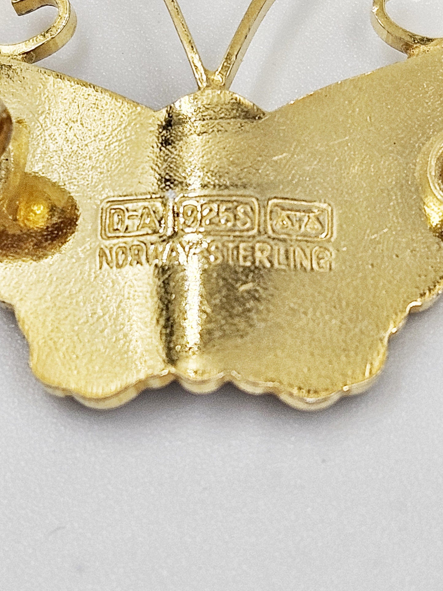 David Andersen Jewelry David Andersen Gilt Sterling Multi-Color Enamel Large Butterfly Brooch 1940s